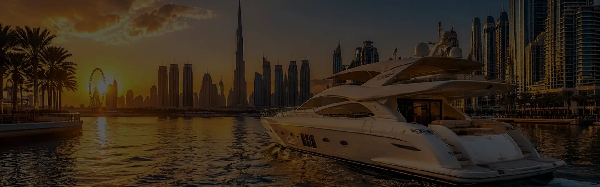 Private yacht sailing along the Dubai coastline