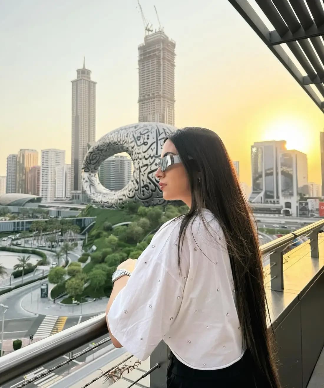 Guest overlooking the Museum of the Future