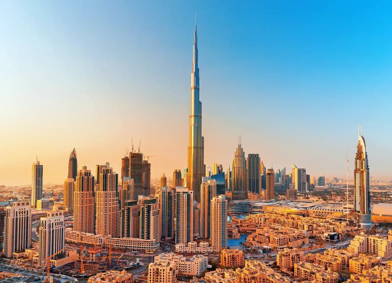 Aerial view of Burj Khalifa and Downtown Dubai