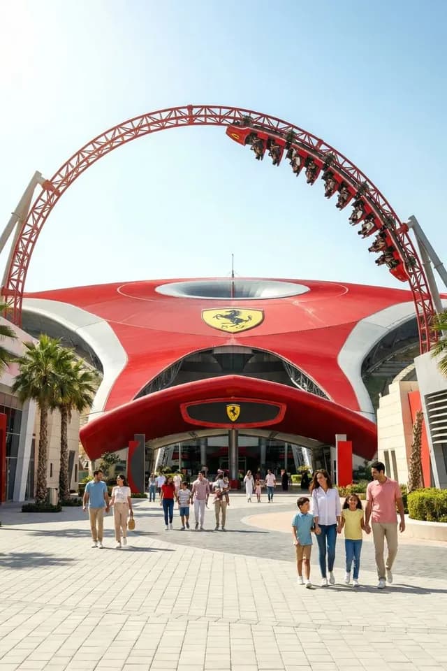 The Ferrari World entrance arch on Yas Island