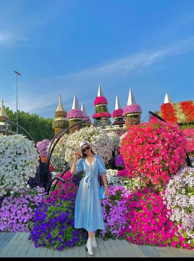 Floral castle display in full bloom