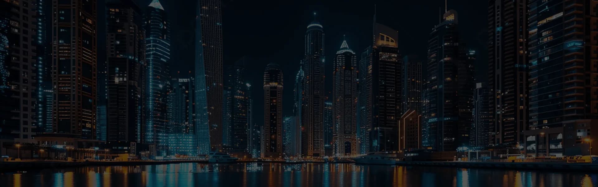 Dubai Marina skyline lit up at night