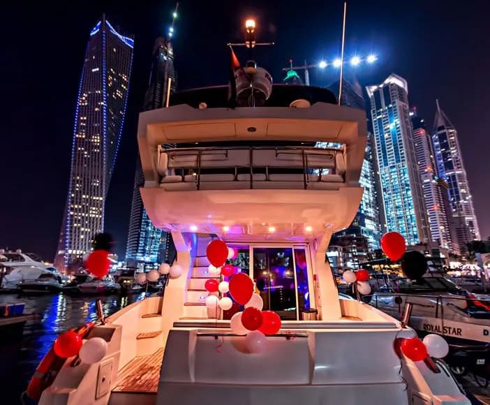 Boat decorated for a celebration in the Marina