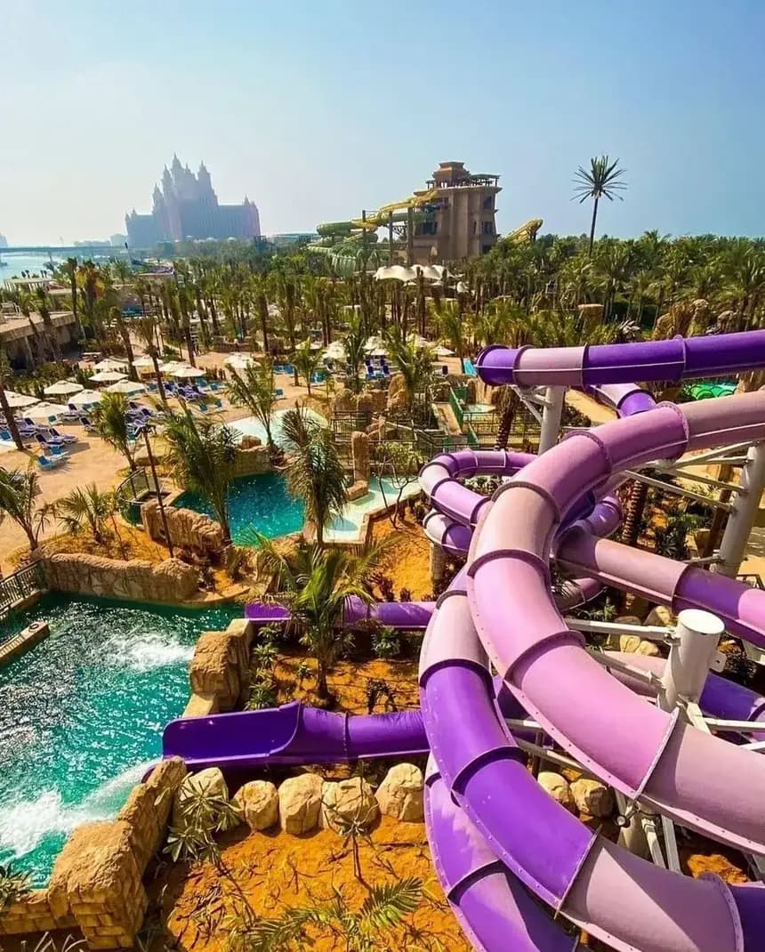 Aquaventure slide towers and pools seen from above